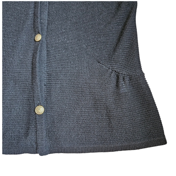 Lili Bleu knit black cotton cardigan rushed waist extended sleeve M / L / XL - Picture 9 of 17